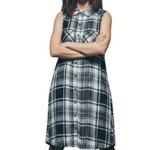 Fire Los Angeles Womens 90s Grunge Button-Down Layering Plaid Academia Dress M